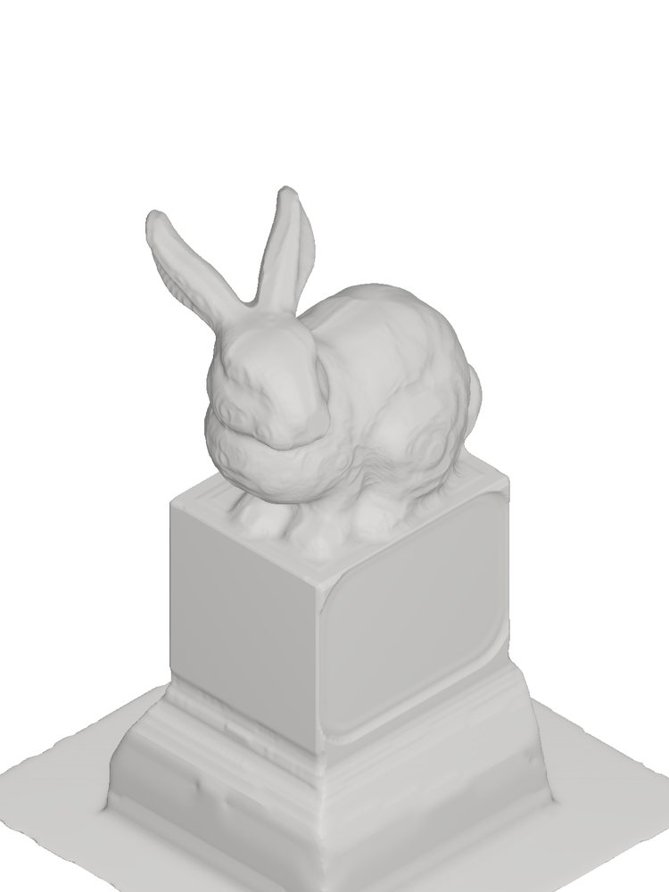 Simulated bunny after off-axis roughing.