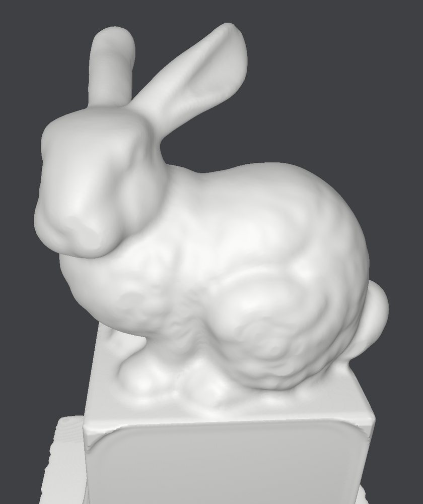 Simulated bunny after finishing toolpath 1.